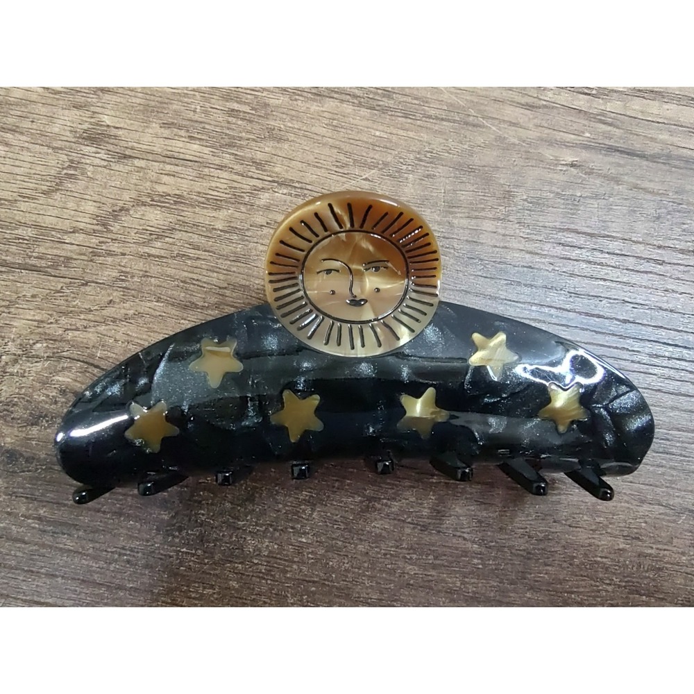 Sun Goddess Claw Clip Celestial Star Hair Accessory Tortioiseshell Acrylic 4.5"